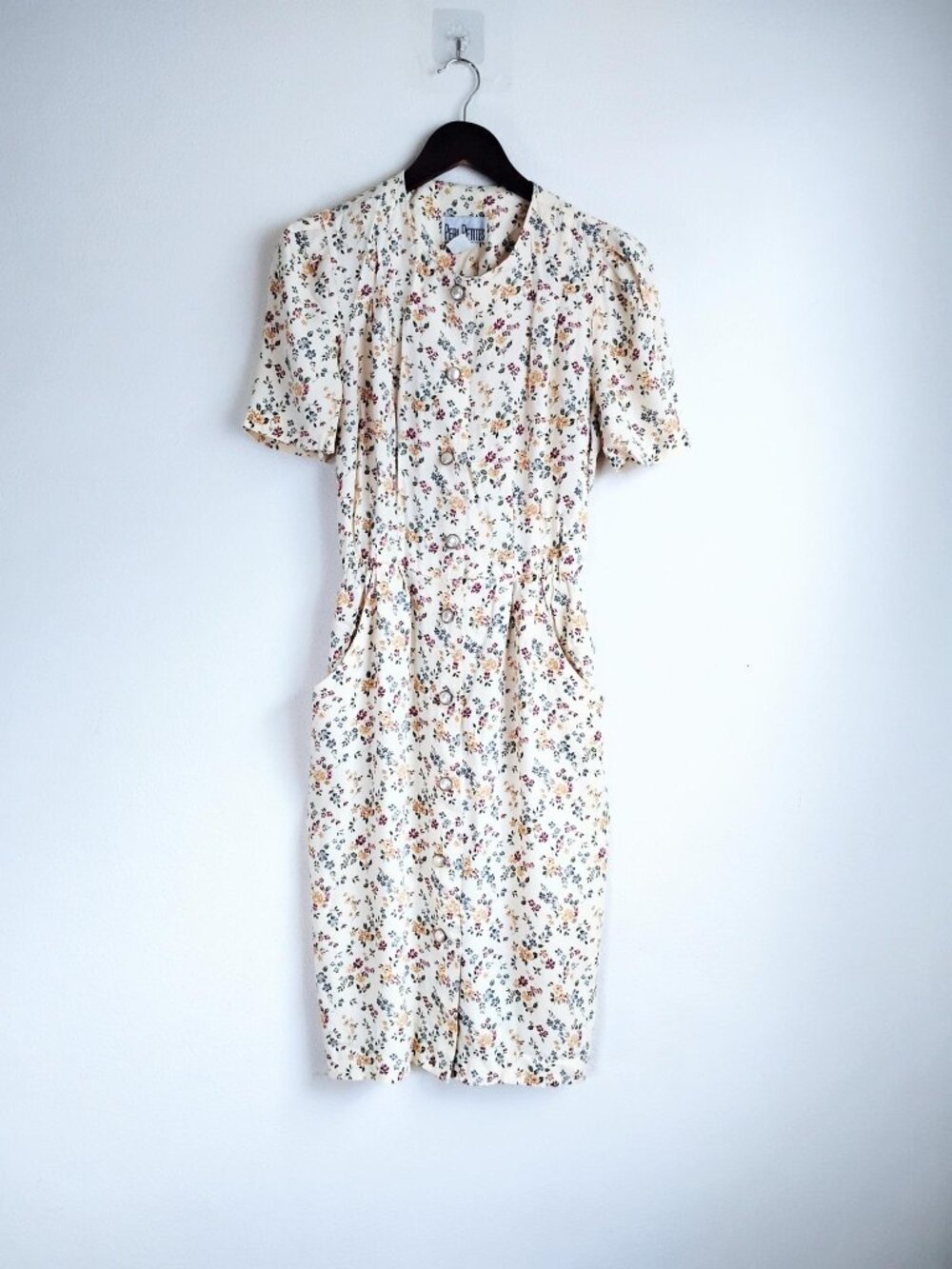 Peri Petites vintage 90s yellow floral sz 10 dress